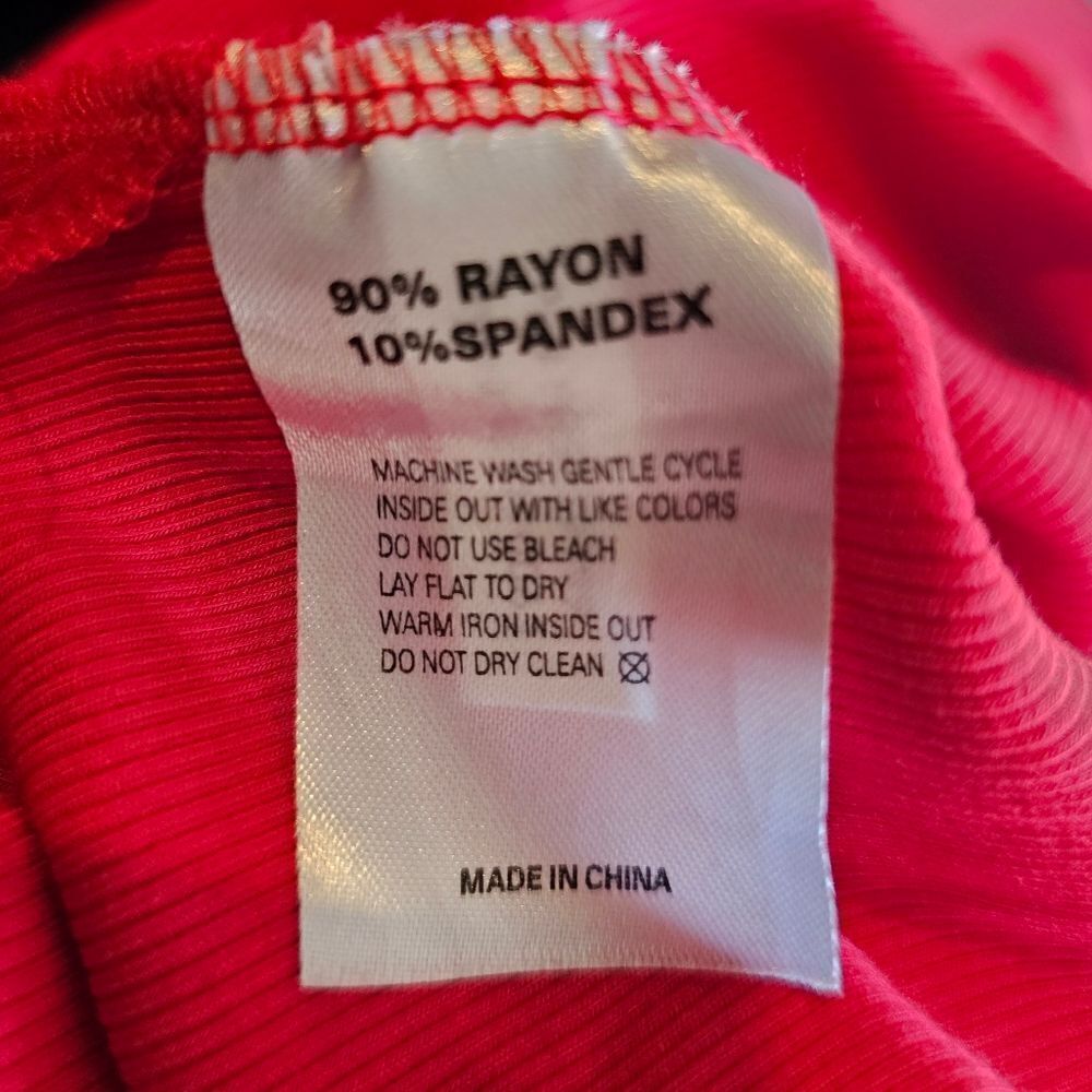 BOSTON PROPER Ruffle Knit Rib Ruched Dress Racing Red - Size Medium - Picture 9 of 9